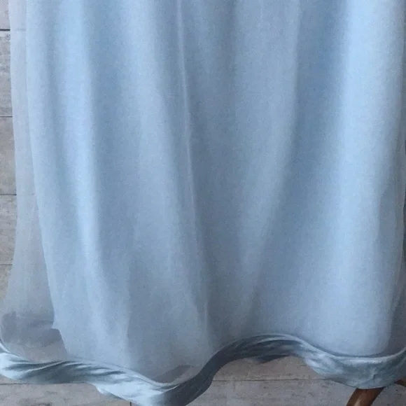 Pastel blue sheer flowy satin edged nightie - Picture 6 of 8